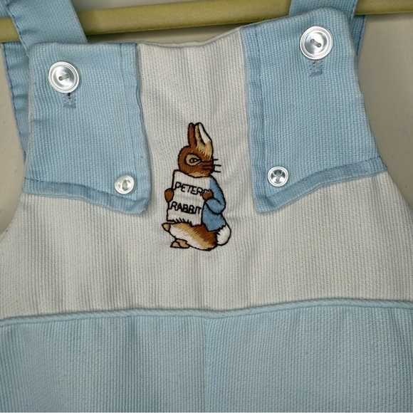 Vintage 1970's Peter Rabbit Rabbit John John Overall Short Size 0-6 Months - Picture 2 of 5